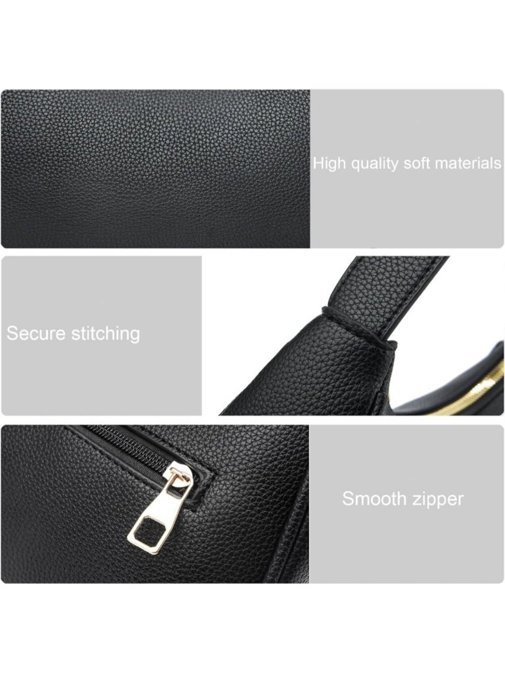 Women's Coffee Leather Small Stylish Retro Zipper Classic Clutch Hobo Tote Bags - Picture 6 of 6